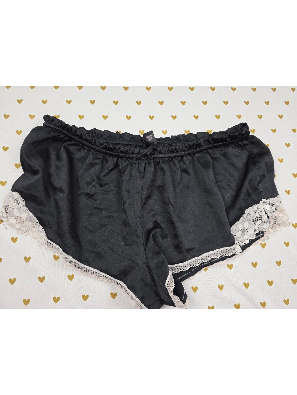 Victorias Secret PINK Black Satin Medium Sleep Shorts Boxers Pajama Bottoms